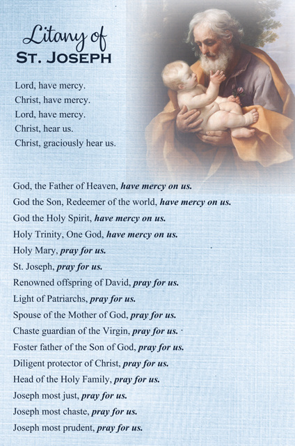 Litany of St Joseph Prayer Card